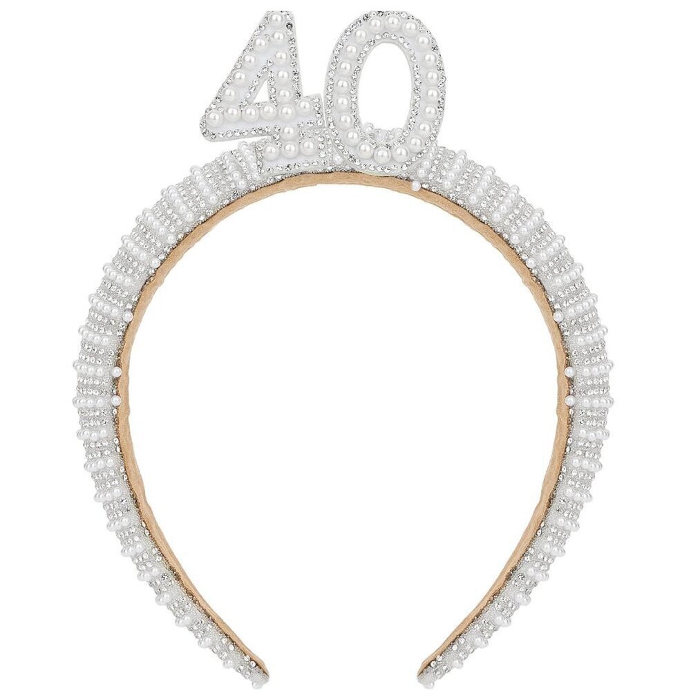 40th Birthday Decorations Women Pearl Headband Elegant Party Accessory